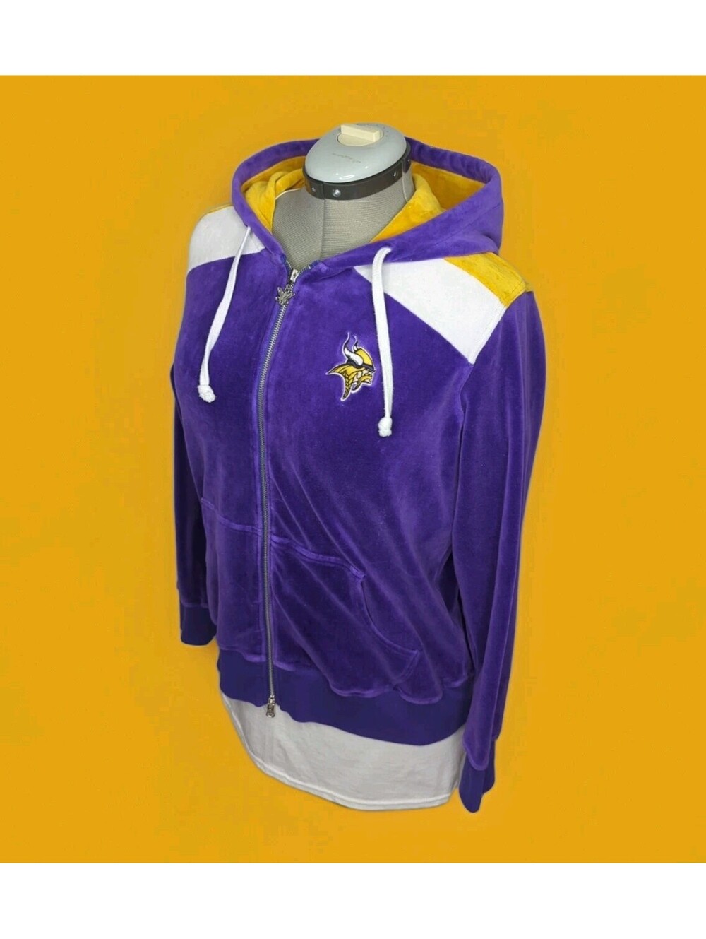 Minnesota Vikings Plush Velour Hoodie Sweatshirt Women XL Touch by Alissa Milano